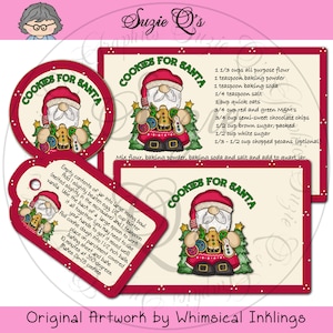 Cookies for Santa Mix in a Jar - Labels, Tag and Recipe - Digital Printable Kit - Great Gift Idea - Immediate Download