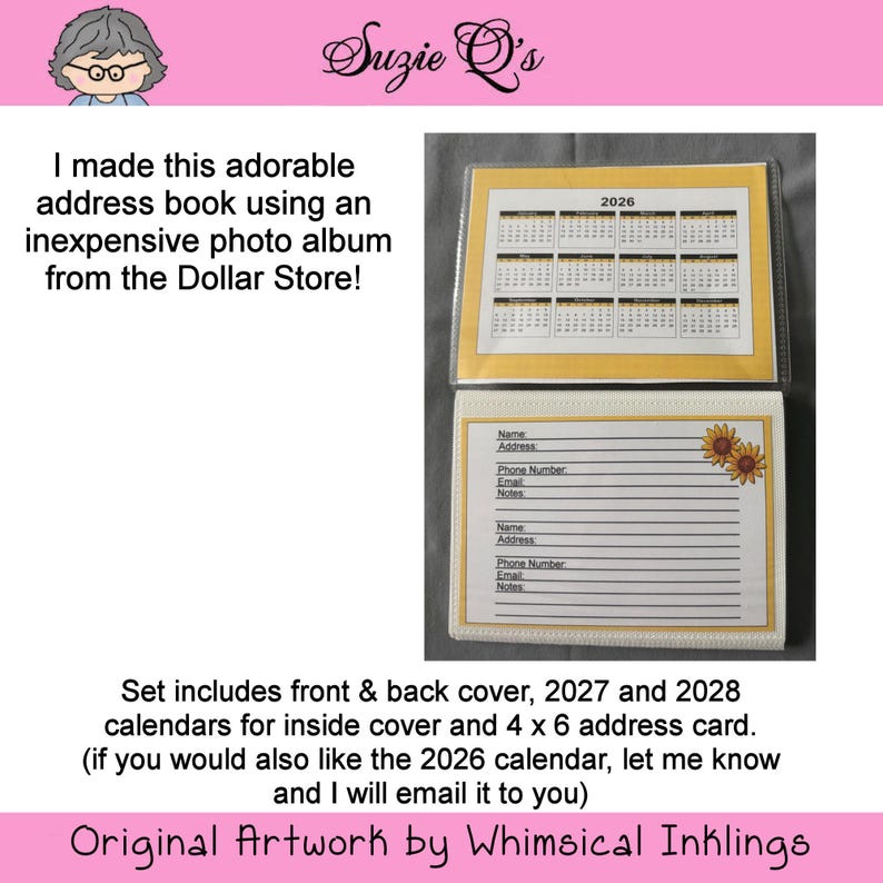Sunflower Girl Address Book - Digital Printable - Immediate Download - Etsy