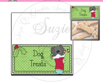 Dog Treat Christmas Bag Topper - Digital Printable - Immediate Download