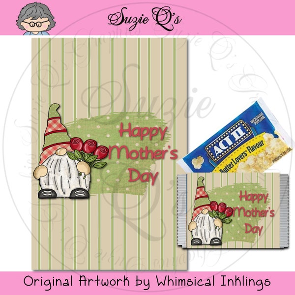 Mother's Day Microwave Popcorn Wrapper - Digital Printable - Immediate Download