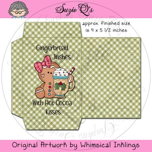 Gingerbread Wishes Cocoa Envelope - Digital Printable - Good Seller for Winter Craft Shows - Immediate Download