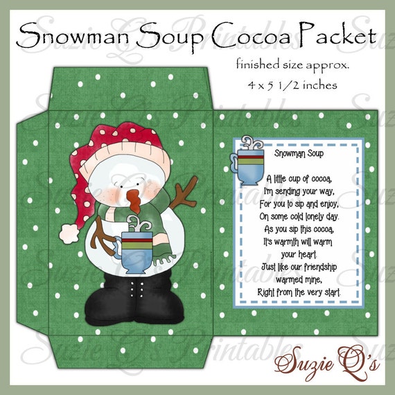 Snowman Soup Envelope NEW DESIGN Digital Printable Good | Etsy
