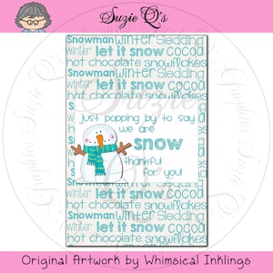 Snowman Popcorn Wrapper - Digital Printable - Immediate Download