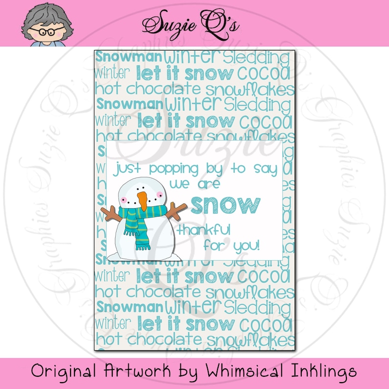 Snowman Popcorn Wrapper 1 Digital Printable Immediate Etsy