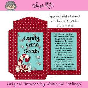 Candy Cane Seeds Packet - US and International Sizes - Digital Printable - Good Craft Show Seller - Immediate Download