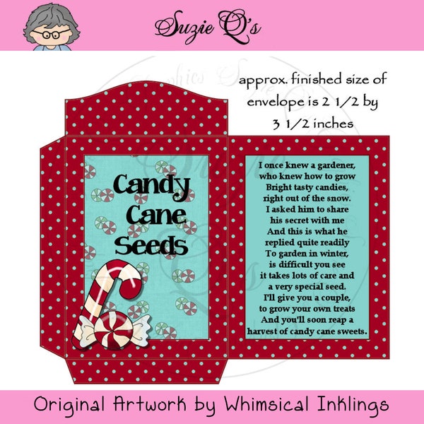 Candy Cane Seeds Packet - US and International Sizes - Digital Printable - Good Craft Show Seller - Immediate Download