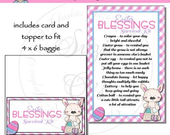 Easter Blessings Survival Kit includes Topper and Card - Digital Printable - Immediate Download