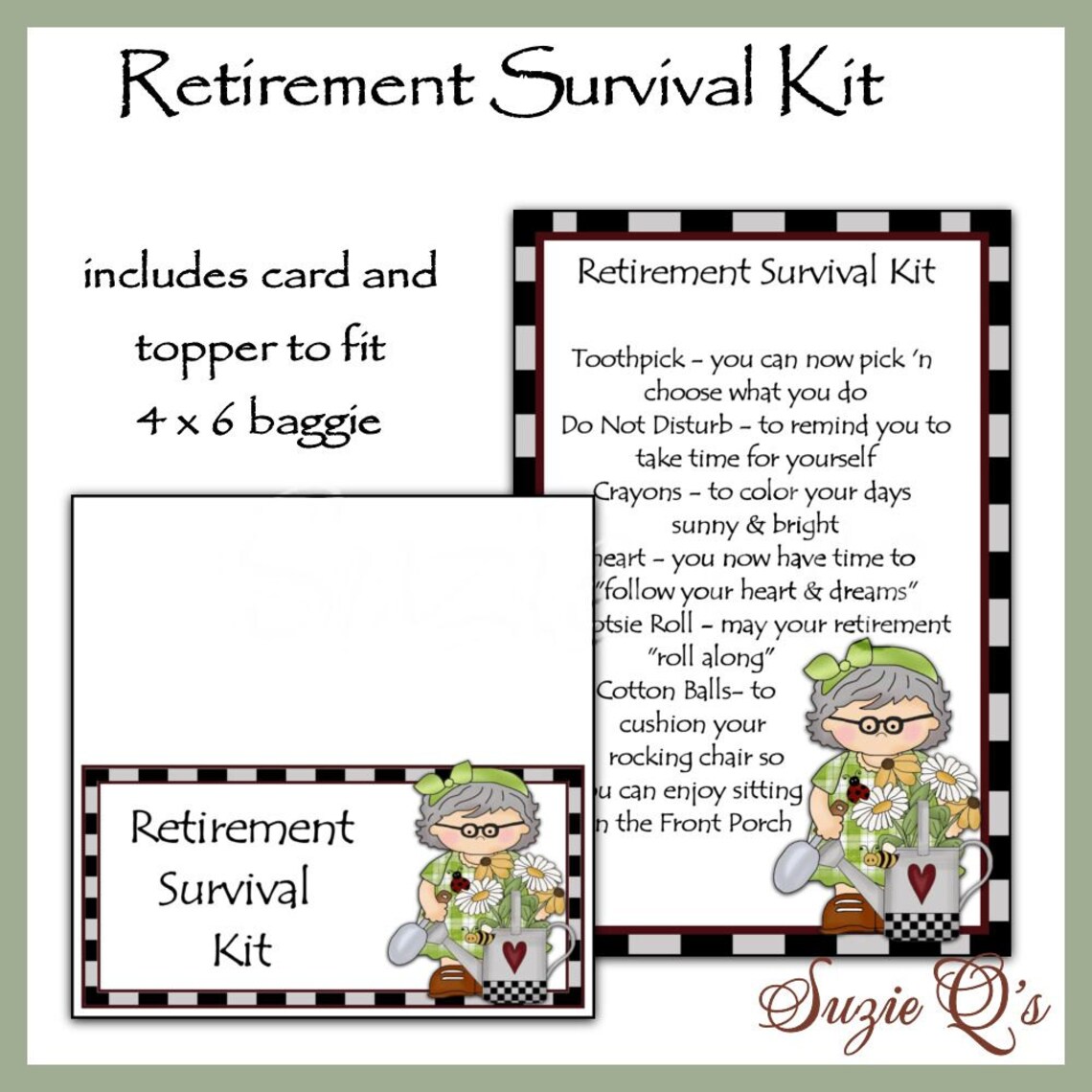 Retirement Survival Kit includes Topper and Card Digital | Etsy