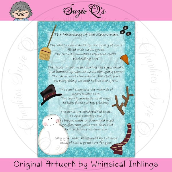 Meaning of the Snowman 5x7 Card Front - Digital Printable - Immediate Download