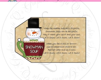 Snowman Soup Tag  - CU Digital Printable - Good Craft Show Seller - Immediate Download