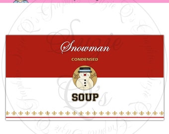Snowman Soup Can Label  - Digital Printable - Good Craft Show Seller - Immediate Download