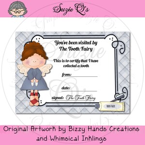 Tooth Fairy Zertifikat (blauer Hintergrund) - Digital Printable - Sofortiger Download