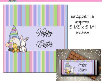 Easter Gnome Candy Bar Wrapper - Digital Printable - Immediate Download