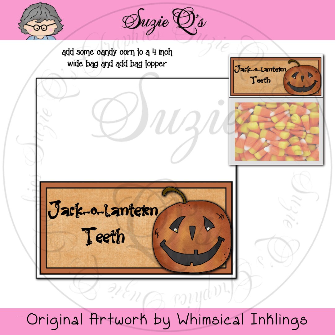 Jack-o-lantern Teeth Bag Topper Digital Printable Immediate Download - Etsy