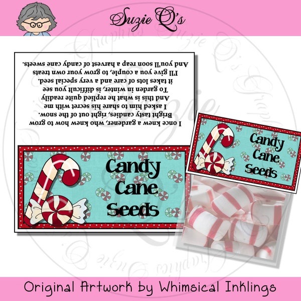 Candy Cane Seeds Bag Topper - Digital Printable - Good Craft Show Seller - Immediate Download