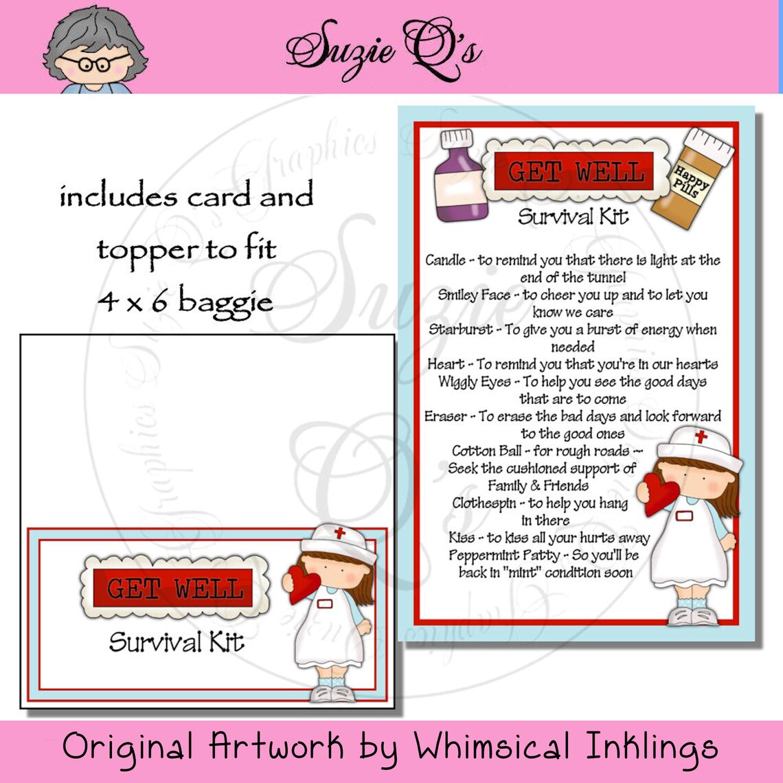 Get Well Survival Kit Includes Topper and Card Digital - Etsy