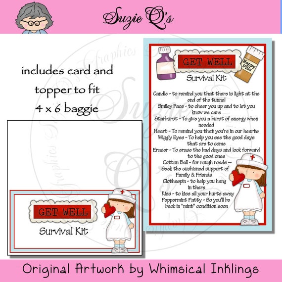 Get Well Survival Kit Includes Topper and Card Digital - Etsy