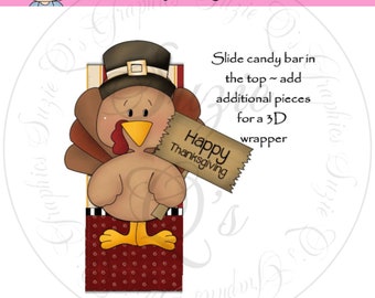 Turkey 3D Candy Bar Sleeve - Digital Printable - Immediate Download
