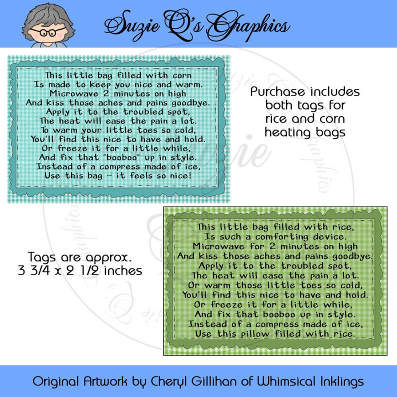 Education Tags for the Rice or Corn Stuffed Heating Pad (baggage) - CU Electronic Printable -Instant Down load photograph regarding Printable Rice Bag Instructions identify Schooling Tags for the Rice or Corn Loaded Heating Pad (luggage) - CU Electronic Printable -Quick Down load
