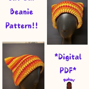Crochet Cat Ear Beanie PATTERN | Handmade Kitty Hat | Y2K Winter Hat | Festival Beanie