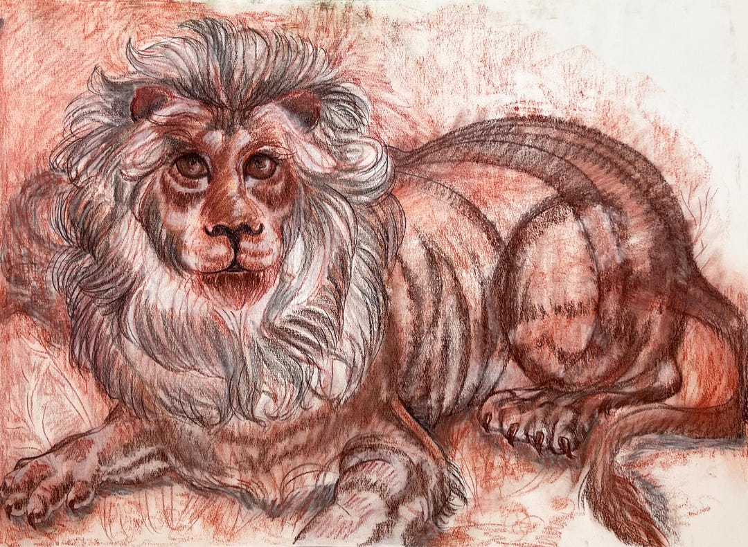 Portrait of a Lion – original Drawing - Etsy