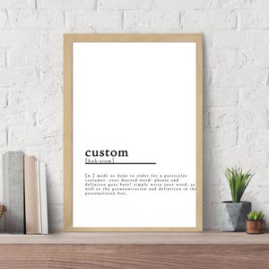 Aangepaste definitie afdrukken | Aangepaste muurafdruk aangepaste definitie poster | Woordenboekkunst | Definitie muurkunst Definitie afdrukbaar digitaal