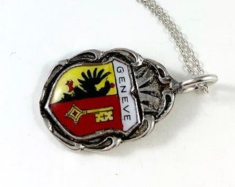 Geneva Necklace, Geneva Jewelry, Geneva Charm, Switzerland Necklace, Switzerland Jewelry, Switzerland Charm, Switzerland Pendant, Geneva