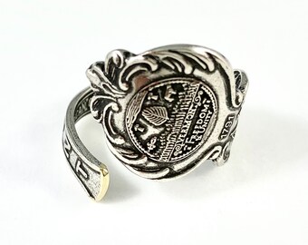 Vermont Ring, Vermont Spoon Ring, Vermont Jewelry, Vermont Gift, Spoon Ring, Spoon Jewelry, Vermont Woman, Vintage Vermont, Vermont Seal