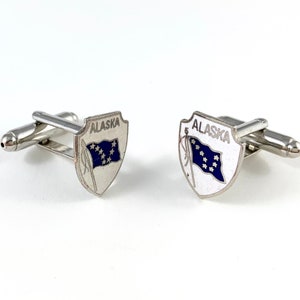 Alaska Cufflinks, Vintage Alaska, Alaska Man Gift, Alaska Groom, Alaska Gift, Alaska Jewelry, Alaska Charm, Alaska Husband, Alaska Flag