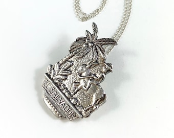 El Salvador Necklace, El Salvador Charm, El Salvador Jewelry, Vintage El Salvador, Wife Gift, El Salvador Gift, El Salvador Souvenir