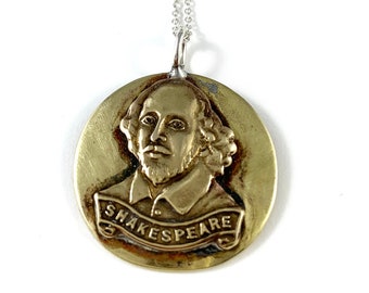 Shakespeare Necklace, Shakespeare Charm, Shakespeare Pendant, Shakespeare Jewelry, Shakespeare Gift, Shakespeare Woman, Shakespeare Wife