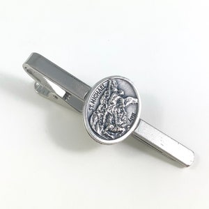 St Michael Medal Tie Bar, St Michael Medal Tie Clip, Religious Tie Bar, Catholic Man Gift, Saint Michael Gift, Saint Michael Cufflinks