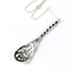 Twisted Necklace, Spoon Necklace, Fork Jewelry, Spoon Jewelry, Sterling Silver Spoon Necklace, Spoon Charm, Spoon Pendant, Spoon Pendant