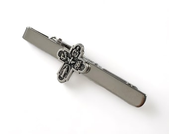 Catholic Tie Bar, Catholic Tie Clip, Religious Tie Bar, Catholic Man Gift, St Benedict Tie Clip, Catholic Man Gift, Catholic Groom Gift