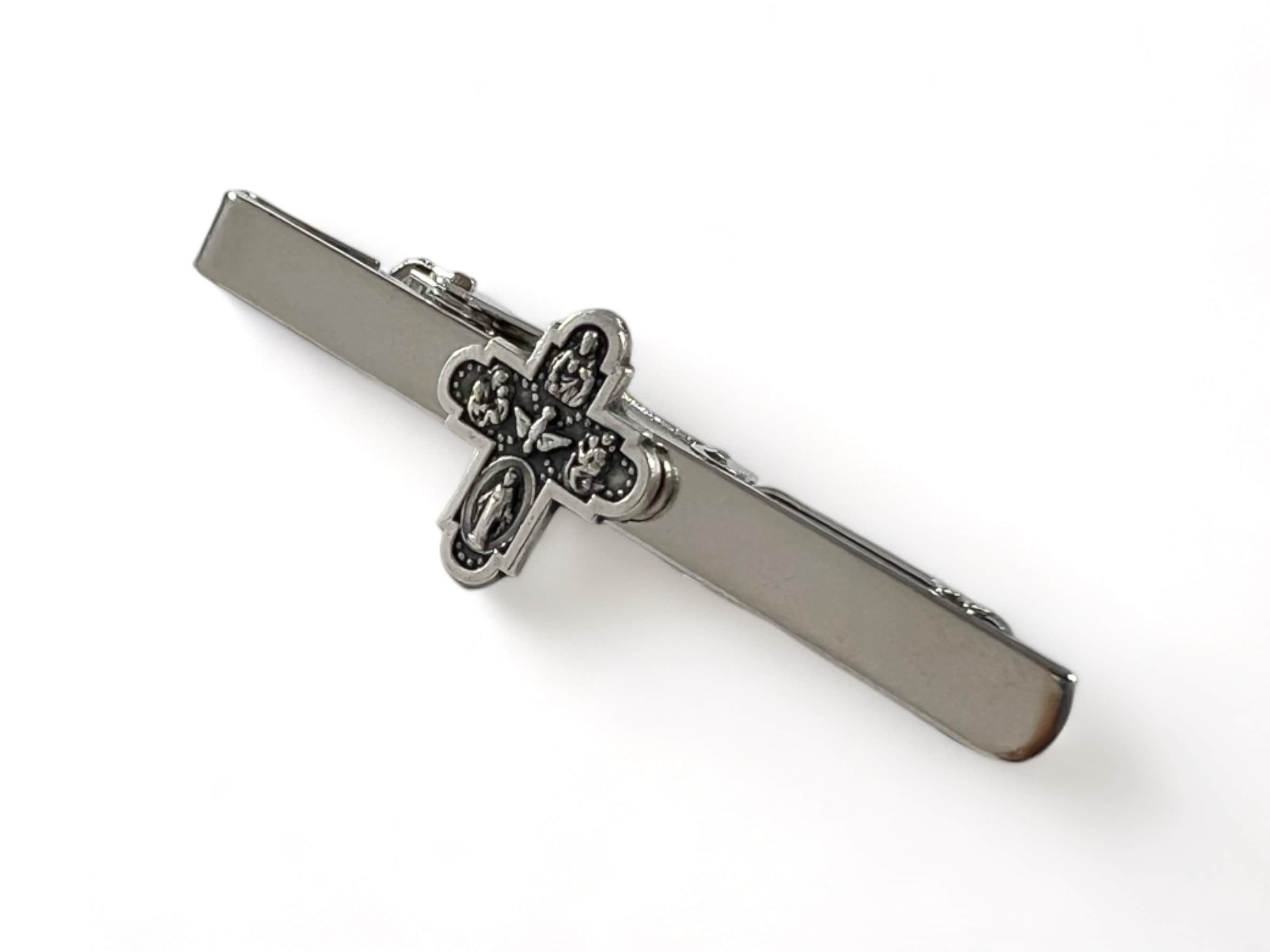 Lot De 6 Barrettes Ou Pinces à Cravate Anciennes - Métal Doré/argenté, Certaines Religieuses