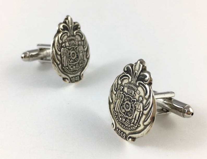 Wisconsin Tie Clip Wisconsin Groom Wisconsin Cufflinks Vintage Wisconsin Cufflinks Wisconsin Wedding Wisconsin Man Gift Wisconsin Dad