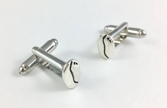 Silver Coffee Bean Cuff Links