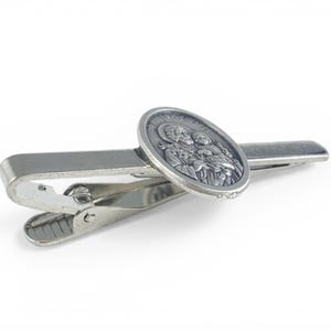St Joseph Medal Tie Bar, St Joseph Medal Tie Clip, Religious Tie Bar, Catholic Man Gift, Saint Joseph Gift, Saint Joseph Cufflinks image 8