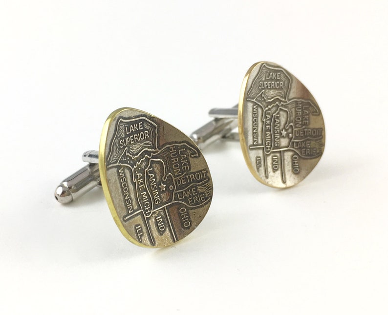 Michigan Cufflinks Spoon Cufflinks Michigan History Gift Husband Gift USA Cufflinks Vintage Michigan Michigan State Map