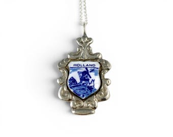 Dutch Necklace, Windmill Necklace, Windmill Charm, Holland Necklace, Holland Charm, Spoon Necklace, Spoon Jewellery, Holland Gift, Wife Gift