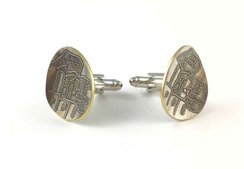 Michigan Cufflinks Spoon Cufflinks Michigan History Gift Husband Gift USA Cufflinks Vintage Michigan Michigan State Map