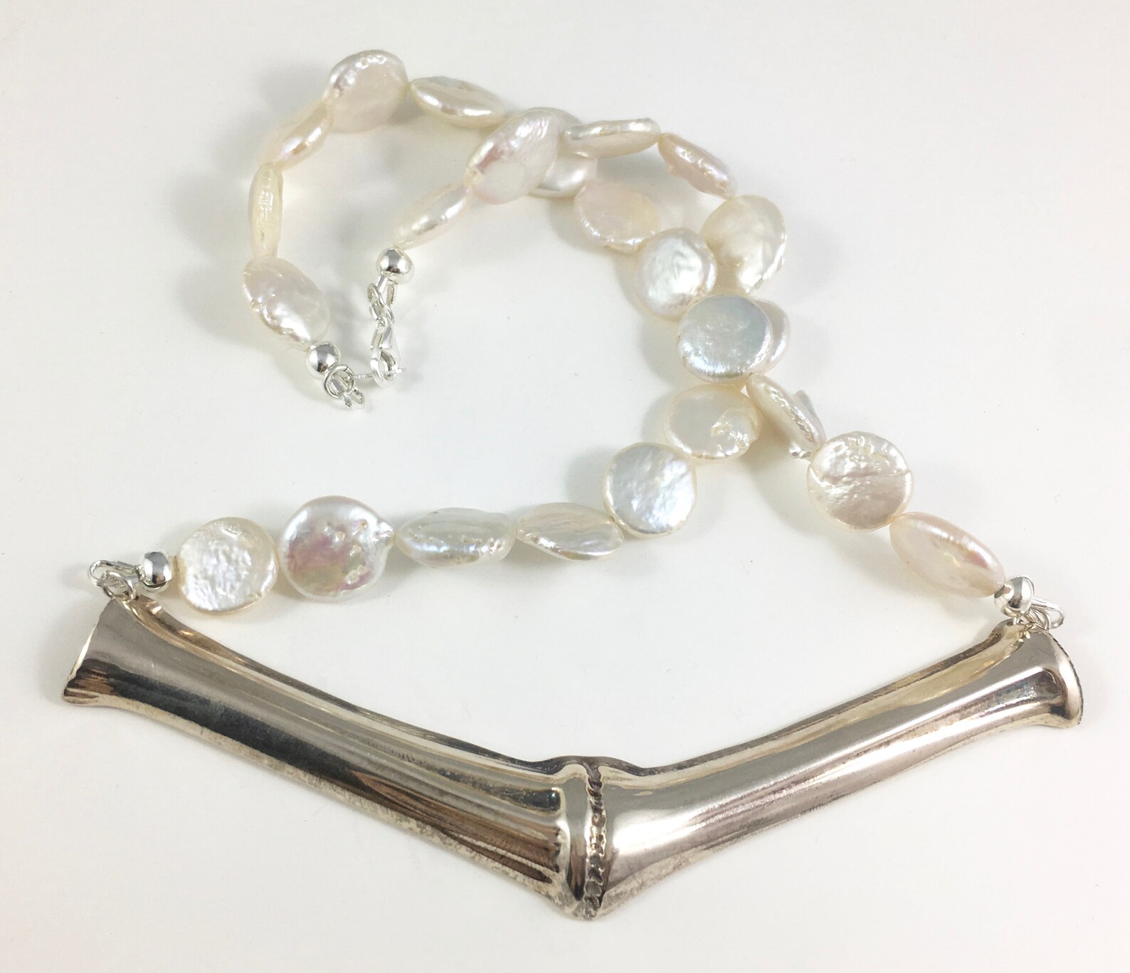 Bamboo Necklace Bamboo Jewelry Silver Bamboo necklace Etsy