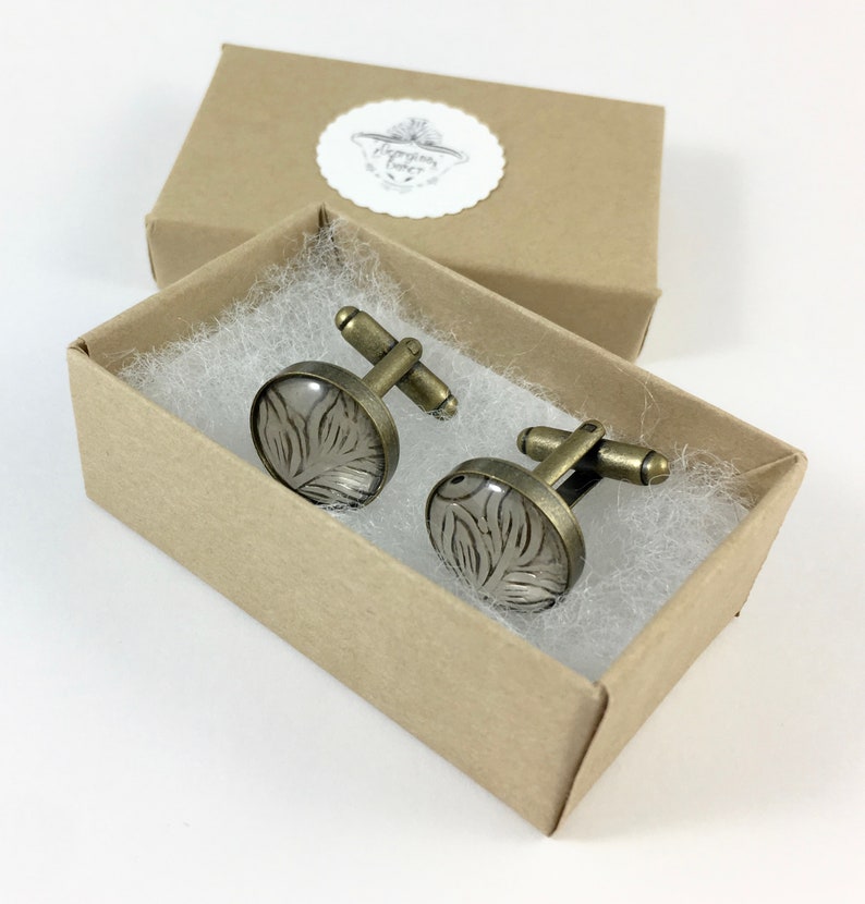 Antique Groom Gift Brass Cufflinks Vintage Cufflinks Wedding Cufflinks Groomsmen Gift Husband Gift Leaf Cufflinks Dome Cufflinks