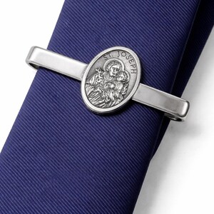 St Joseph Medal Tie Bar, St Joseph Medal Tie Clip, Religious Tie Bar, Catholic Man Gift, Saint Joseph Gift, Saint Joseph Cufflinks image 11