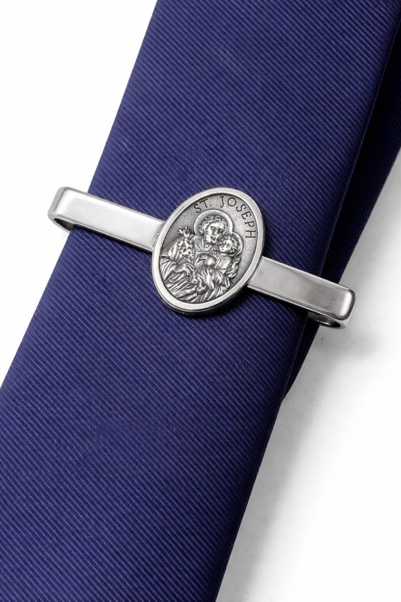 St Joseph Medal Tie Bar, St Joseph Medal Tie Clip, Religious Tie Bar, Catholic Man Gift, Saint Joseph Gift, Saint Joseph Cufflinks image 11