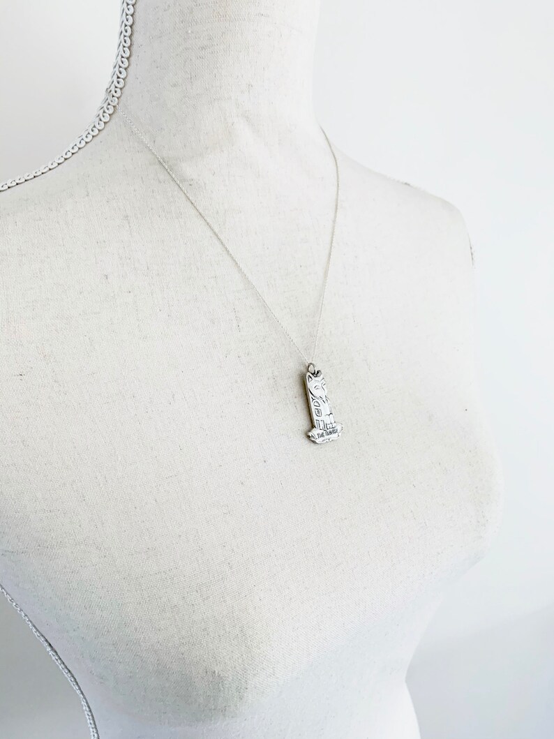 Long Totem Pole Raven Necklace Silver Totem Pole Necklace Raven Totem Pole Charm American Indian Jewelry Raven Totem Pole Necklace