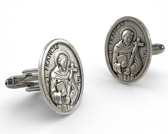 Gemelos de San Francisco, pasador de corbata de San Francisco, regalo de San Francisco, gemelos religiosos, gemelos católicos, dije de San Francisco, regalo de San Francisco para novio