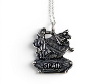 Spanien-Halskette, Spanien-Anhänger, Spanien-Charm, Löffel-Halskette, Löffelschmuck, Spanien-Schmuck, Spanien-Geschenk, Spanien-Frau, Geschenk für die Ehefrau, Spanische Frau