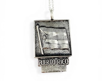 Puerto Rico Gift, Vintage Puerto Rico, Puerto Rico Necklace, Puerto Rico Charm, Puerto Rico Jewelry, Puerto Rico Pendant, Wife Gift