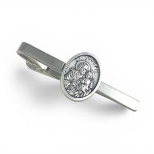 St Joseph Medal Tie Bar, St Joseph Medal Tie Clip, Religious Tie Bar, Catholic Man Gift, Saint Joseph Gift, Saint Joseph Cufflinks image 3